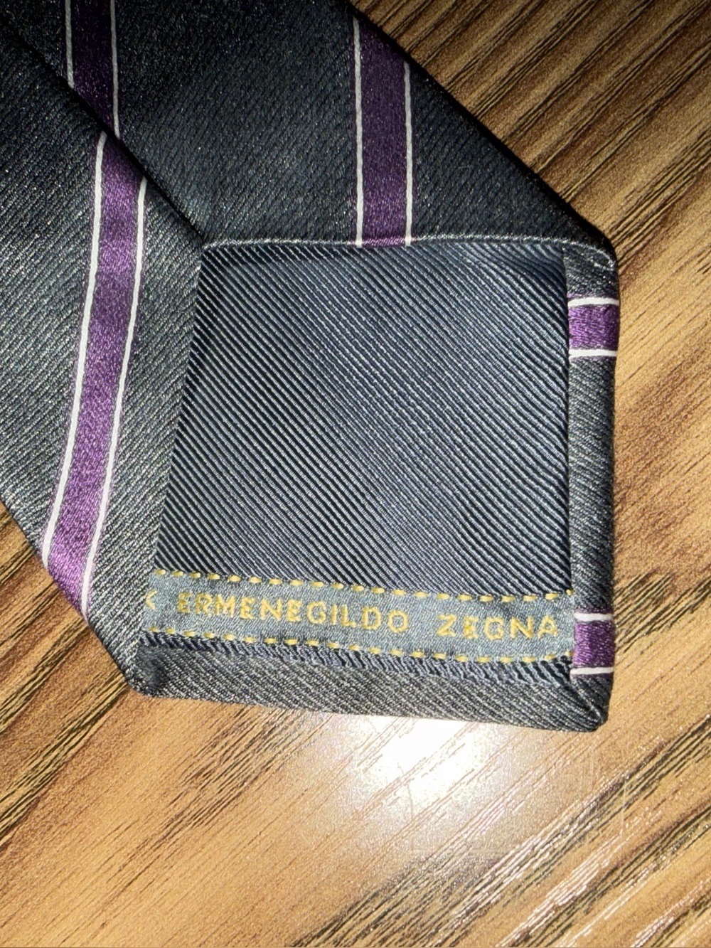 Ermenegildo Zenga purple/gray striped silk tie